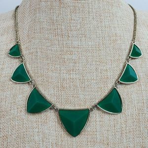 Vintage Estate Beveled Green Gold Tone Necklace 19" Long